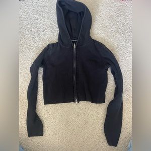 Brandy Melville Black Cropped Zip Up Sweater Hoodie